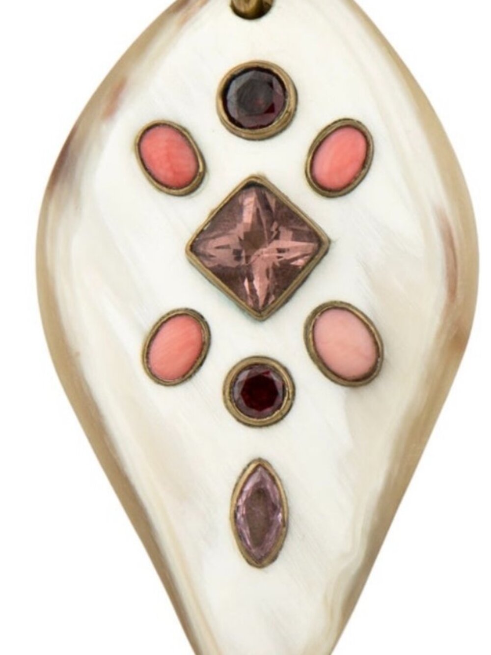 ASHLEY PITTMAN HORN,PINK & RED STONE PENDANT NECKLACE